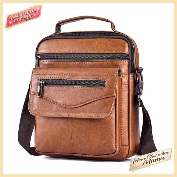 Amazon.com: 11 Genuine Leather Messenger Bag Crossbody Sling Shoulder Satchel Classic Minimal